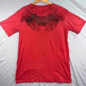 Xtreme Couture Shirt Mens Large Red Skull Crossbones Gothic Biker Graphic Tee